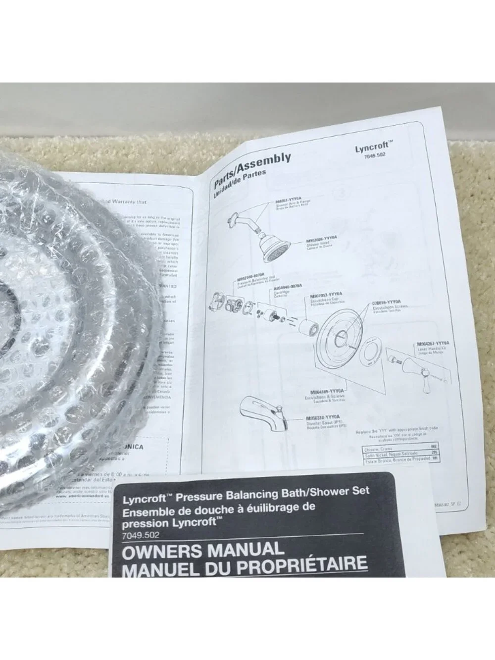 American Standard Lyncroft Tub & Shower Faucet Set Chrome Finish 7049502.002 NIB